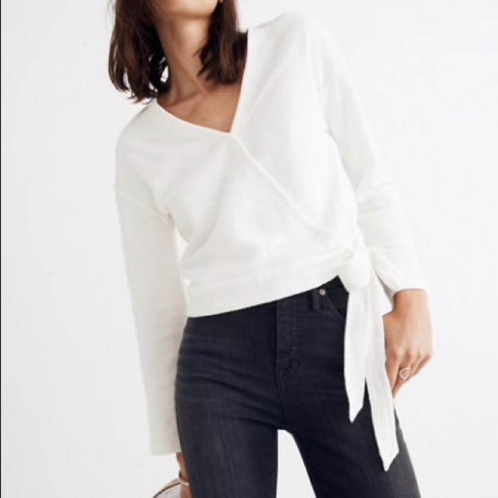 Madewell Texture & Thread Wrap Top Ivory Cropped
